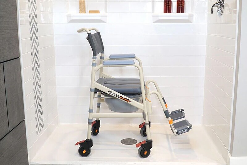 shower chair in shower