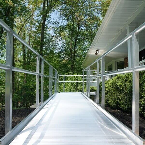 residential wheelchair ramp in front of a home