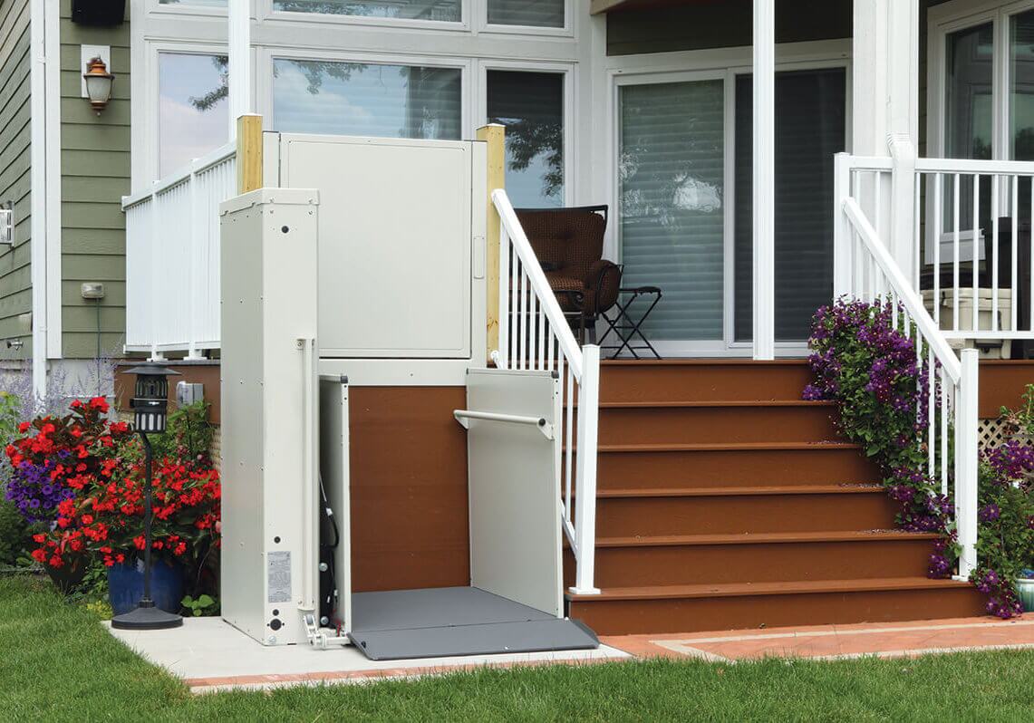 vertical platform lift on residential porch