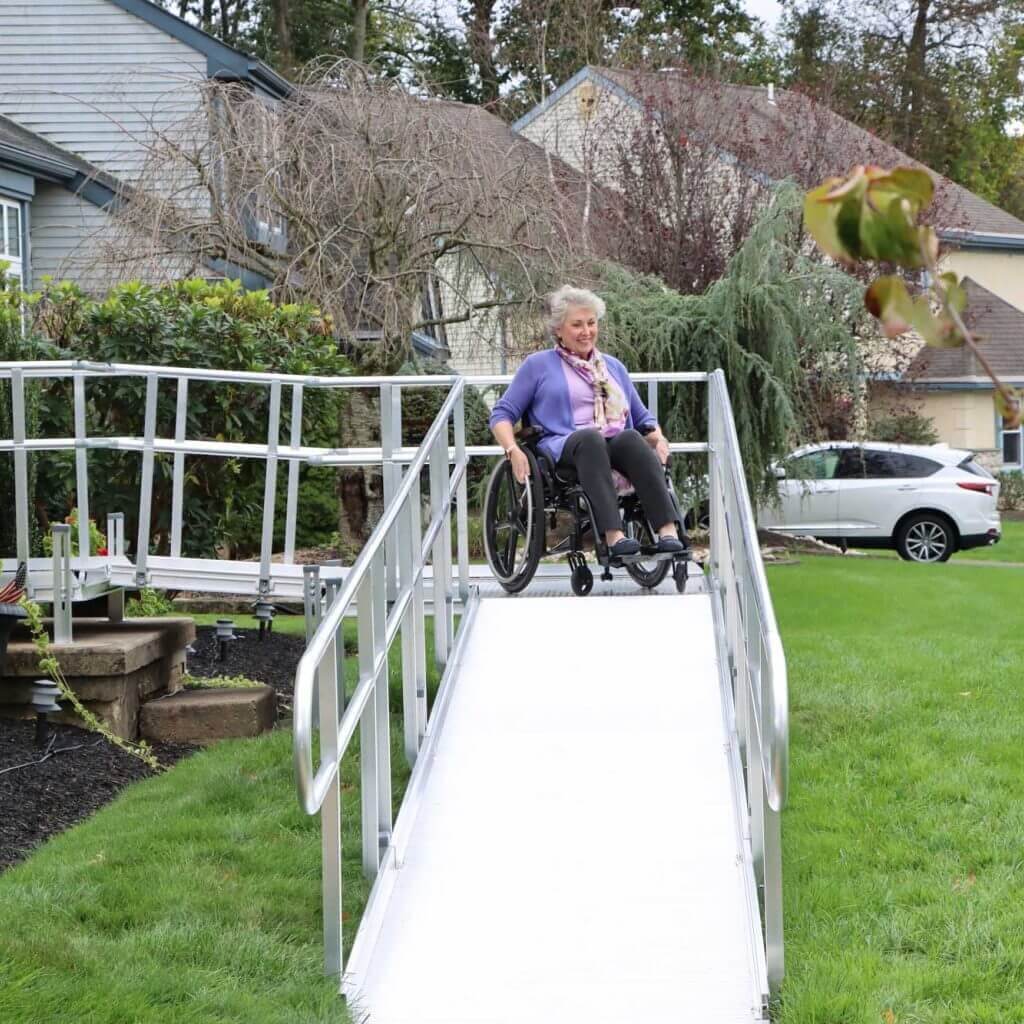 woman in wheelchair on ramp